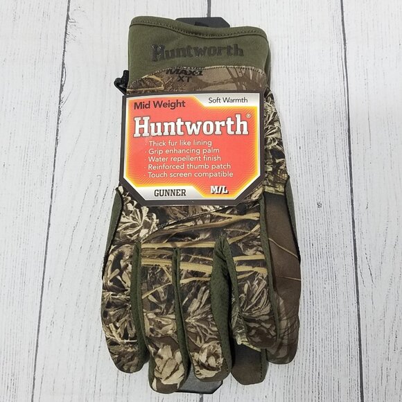 Huntworth Gunner Camo Mid Weight Hunting Gloves Mens Size M/L - Picture 1 of 4